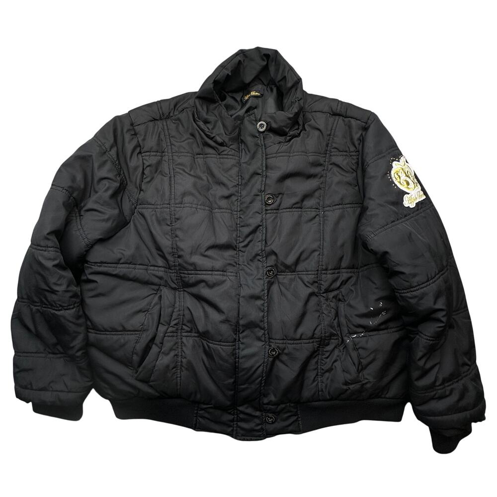 Apple Bottoms Bomber Jacket Womens 2X Black AF04100Z PAINT STAINS